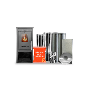 Estufa a Leña Patagonia 350 Gris con Kit 5"